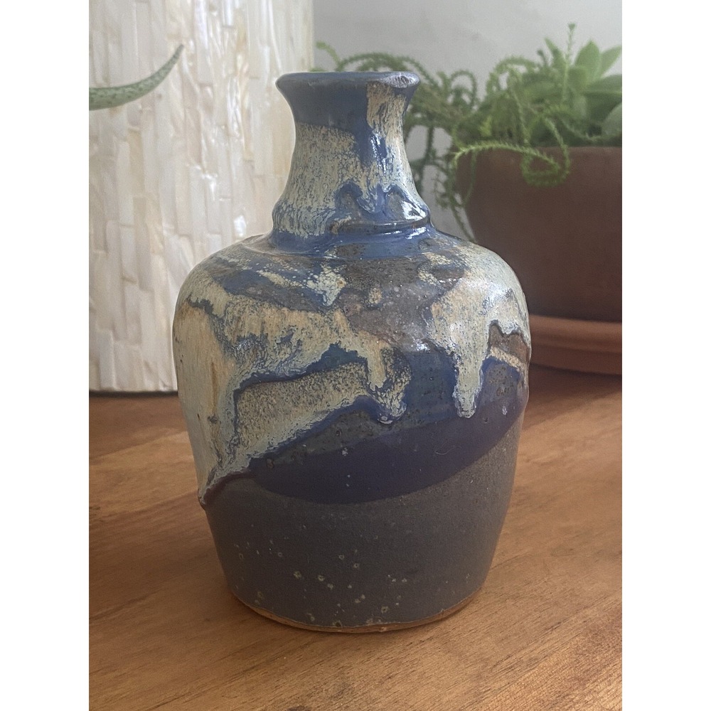 Hand Made Signed Blue Studio Pottery Vase